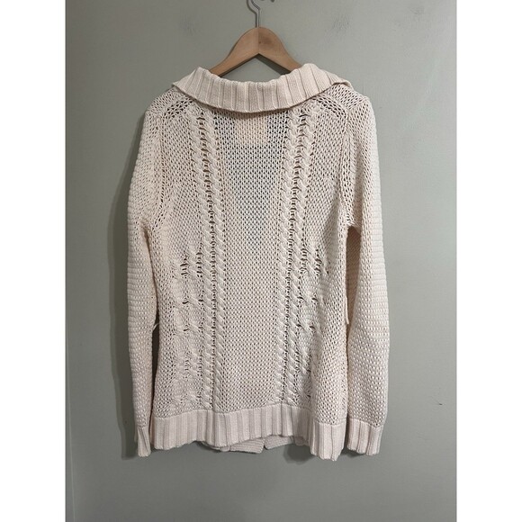 Vintage Old Navy Open Knitted Ivory Women Cardigan Snapped Front Size Large - Picture 4 of 11